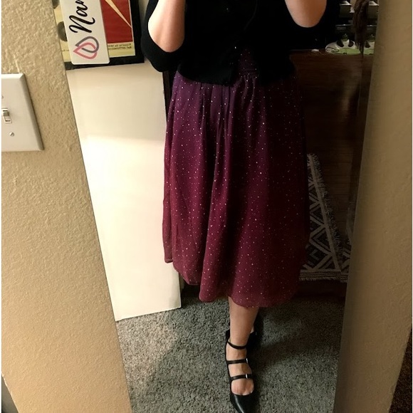 eshakti Sash Tie Purple/pink Ombre Star Print Georgette Skirt w/ pockets - Picture 7 of 7